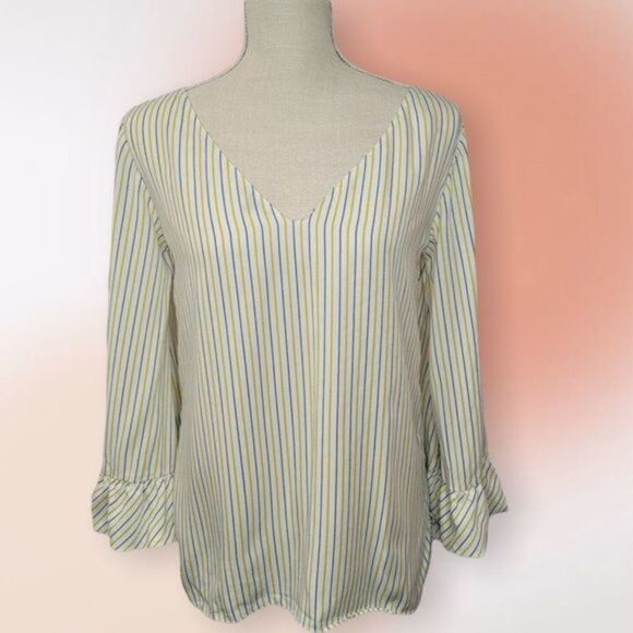 Massimo Dutti‎ Ruffled Sleeve Striped Top Size 4 - Picture 8 of 13